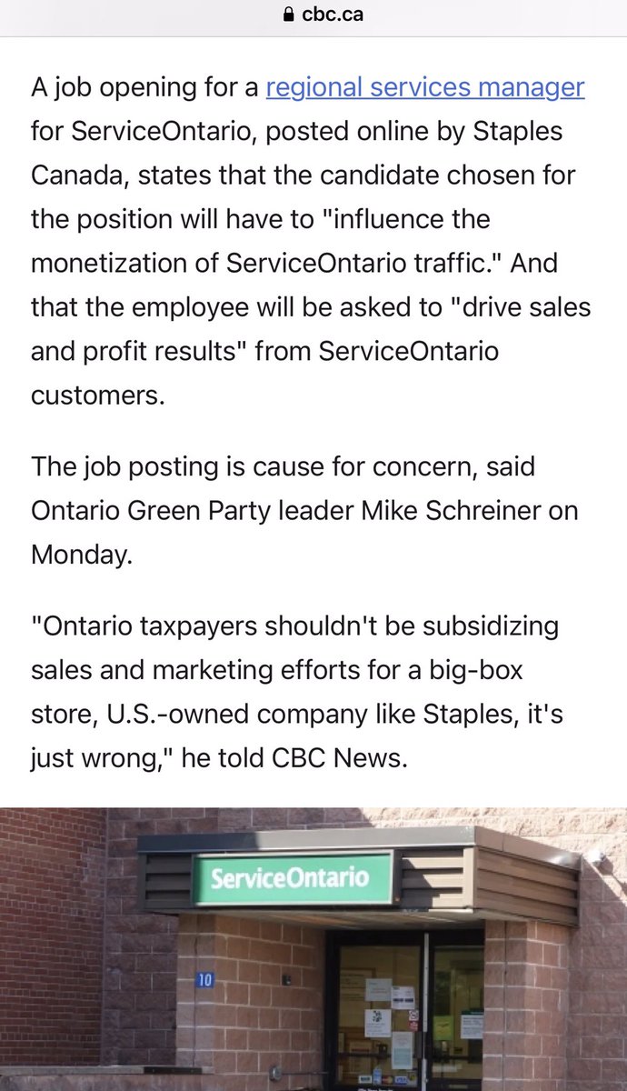 brian_downey1's tweet image. #StapleGate #OntarioTaxDollars 
#FordCorruption #dougford 
Ontario tax dollars are paying for Staples retrofit of Service Ontario kiosks. For anyone not aware that they will be paying user fees, Staples is hiring a Service Manager to "drive sales &amp;amp; profits". 👇