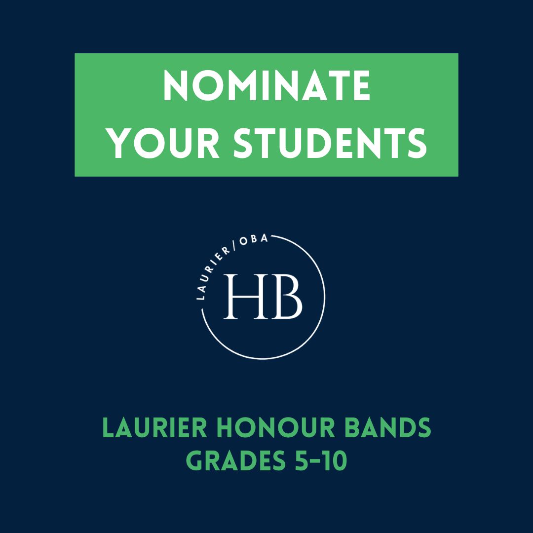 Nominations for the 2024 Laurier Honour Bands are now open! This year, we're thrilled to announce that we will be expanding to TWO bands - elementary (5-7), and intermediate (8-10). Nominate here: buff.ly/3DQPV2i