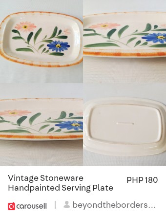 Vintage Stoneware Handpainted Serving Plate
#Carousell #carousellph #handpainted #stoneware #servingplate #stonewareplate #servingdish #floral  carousell.app.link/DhZp2OleqGb