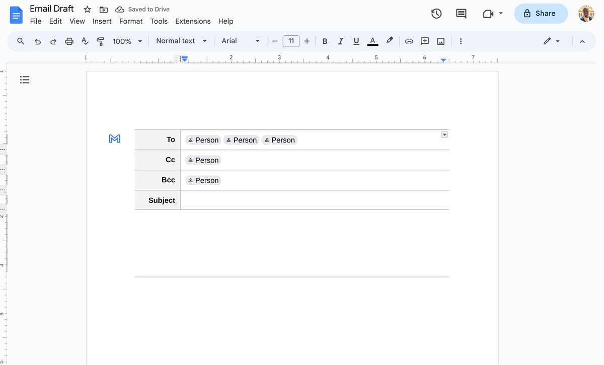 📧 Level up your email game! Craft email drafts in #GoogleDocs to gather feedback and keep everything organized. Learn more → goo.gle/3U4vV5e