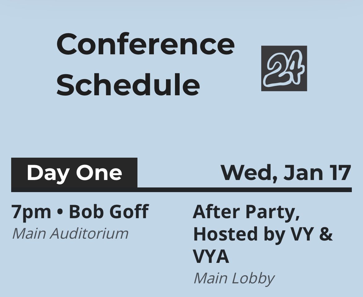 CoachPaulHarvey's tweet photo. We are one day away from #VCONF 2024 🎉

My family and I will be attending tomorrow to listen to @bobgoff .  Going to be a great few days with some incredible guest speakers. 

Join us live or online 
👇here’s info https://t.co/pye9RNPEeZ https://t.co/o98fv3Fo4H
