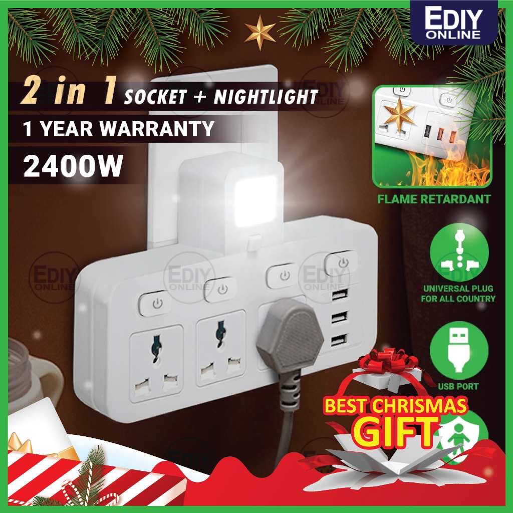 Irt0kd1n's tweet photo. Check out 【1 YR WARRANTY】 3 PIN T ADAPORT ADAPTOR ADAPTER SOCKET OUTLET USB PORT NIGHT LIGHT POWER CONVERTER PLUG UNIVERSAL MULTI for RM17.99. Get it on Shopee now! https://t.co/BmCsr5rwsu https://t.co/EHCqH2QiUP