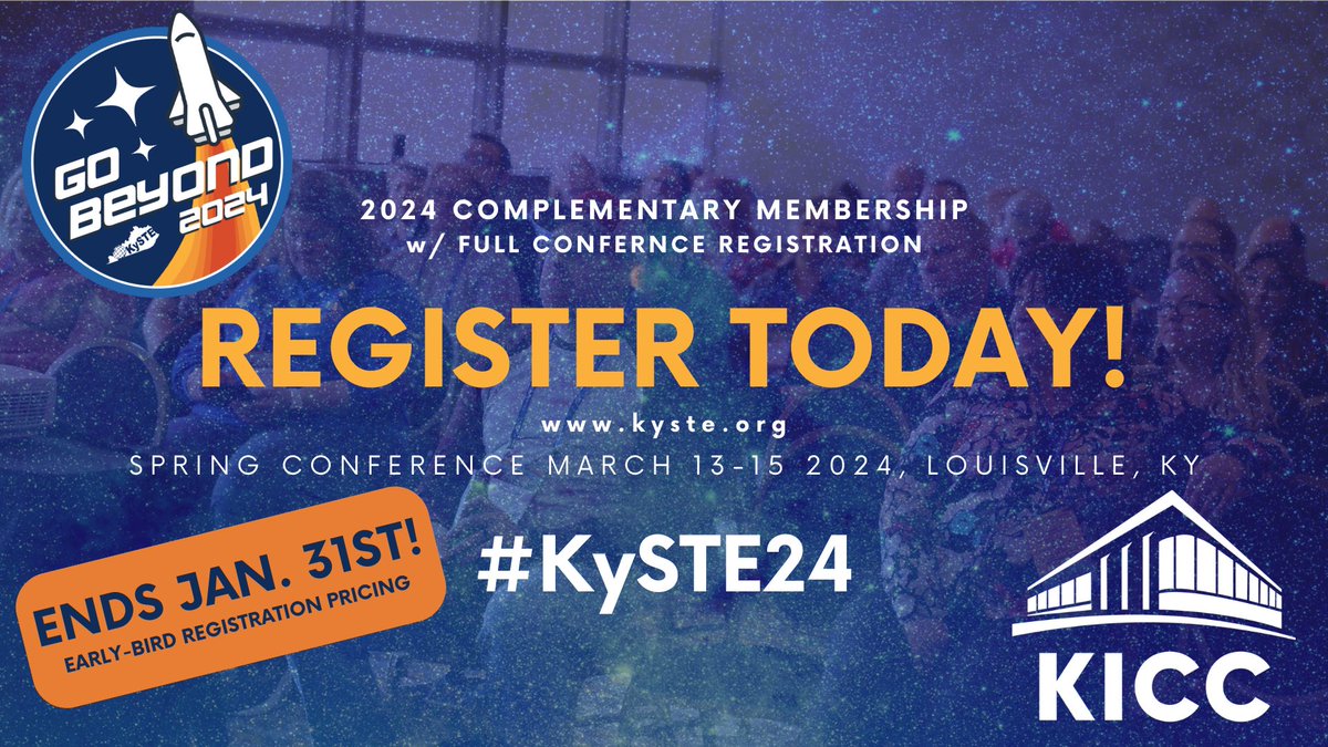 Super excited to see 2000+ of my closest friends at #KySTE24! Don’t forget that Early-Bird Registration ENDS Jan. 31st! #GoBeyond  #KYTechChat #KYLChat #KYDLC March 13-15 2024 KY International Convention Center