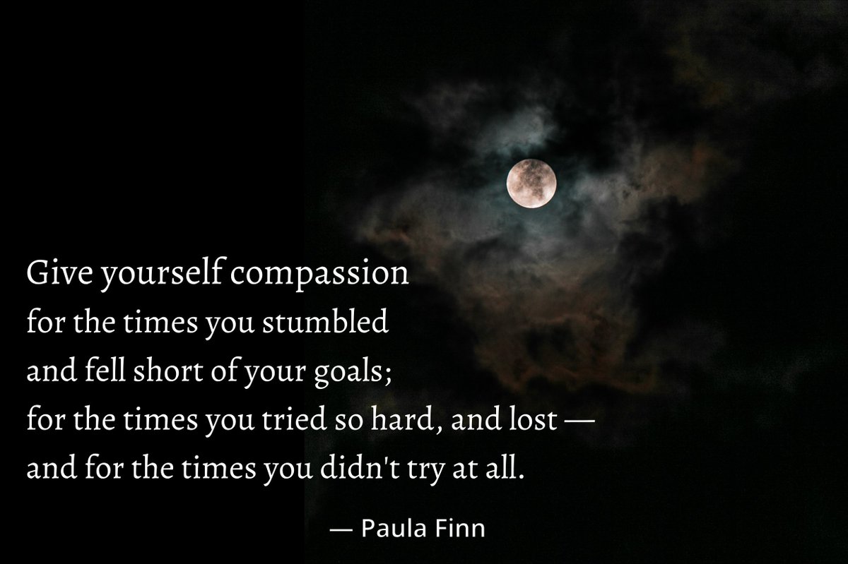 Give yourself compassion for the times you stumbled and fell short of your goals; for the times you tried so hard, and lost — and for the times you didn’t try at all. ~ Paula Finn