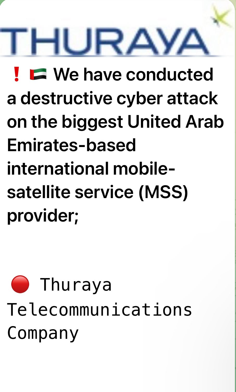 Thuraya'ya siber saldırı
