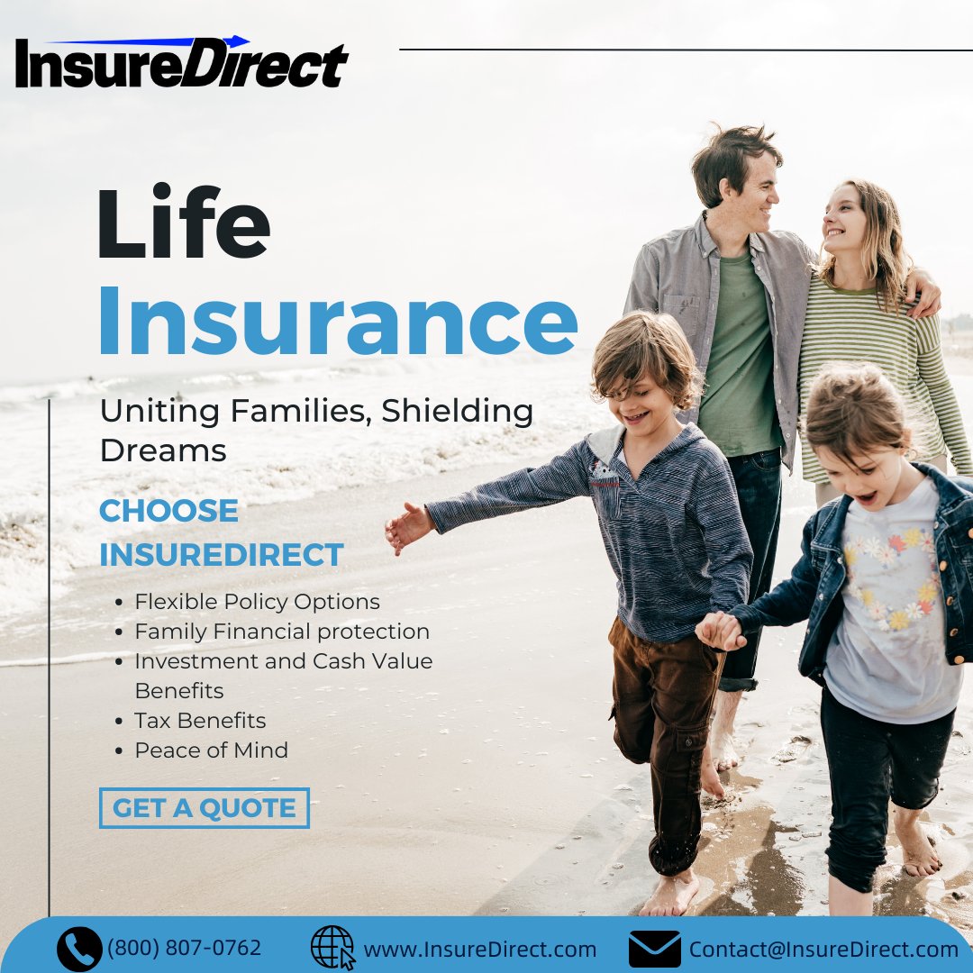 InsureDirectCom's tweet image. 🌟 Life is unpredictable, but your family's future doesn't have to be. With InsureDirect Life Insurance, you can ensure they're always protected. 💖🛡️ Visit insuredirect.com today and give your loved ones the security they deserve. #LifeInsurance #FamilyFirst #InsureDirect