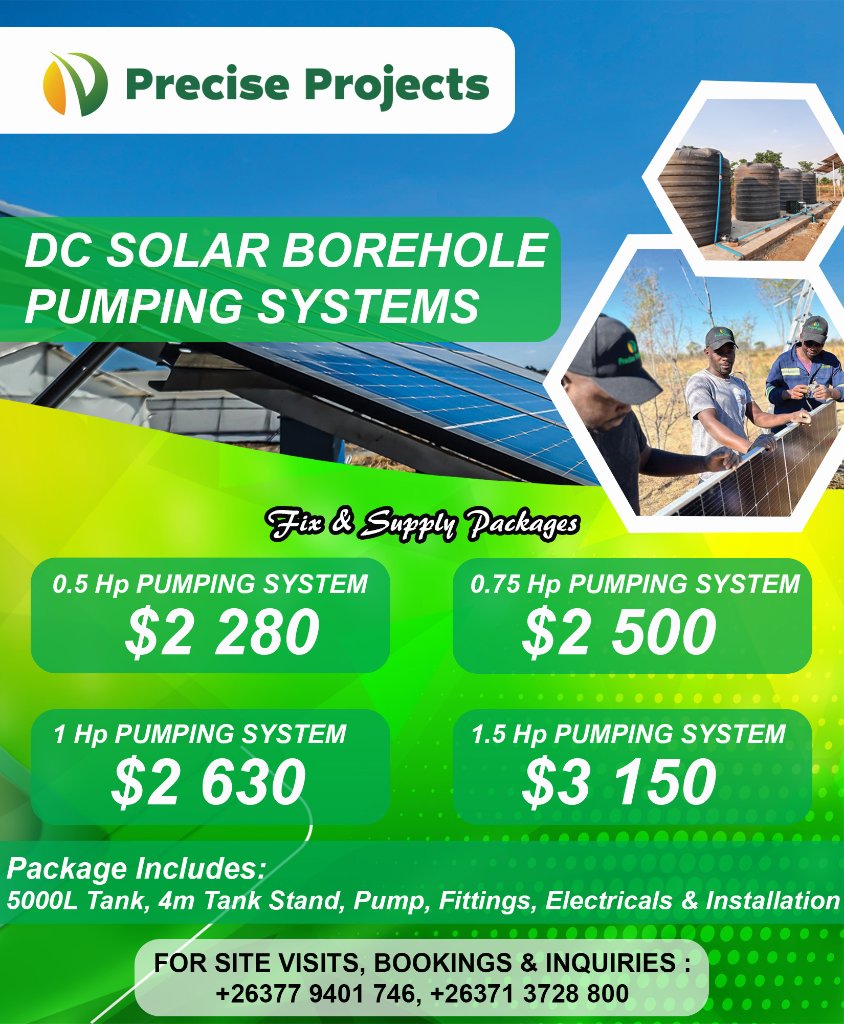 🔆For all your  Solar Borehole Pump Installations &amp; other  Water Engineering needs 📞+263779401 746

#solarenergy #irrigation