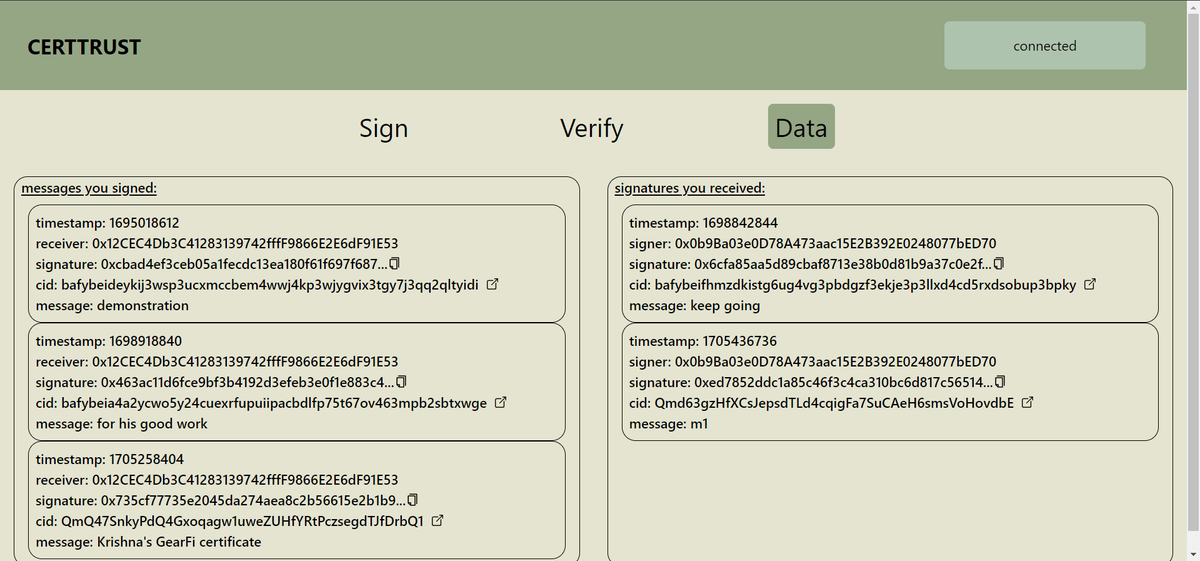 krishnaAgr2992's tweet photo. 🚀Excited to announce the launch of my latest application,"CertTrust", your one-stop solution for verifying the authenticity of certificates using cryptography and blockchain!

🔗Project source code: https://t.co/npQ8hZ48Bw
🔗Explore CertTrust: https://t.co/fs70xJhc5e https://t.co/rj5rbWCmaP