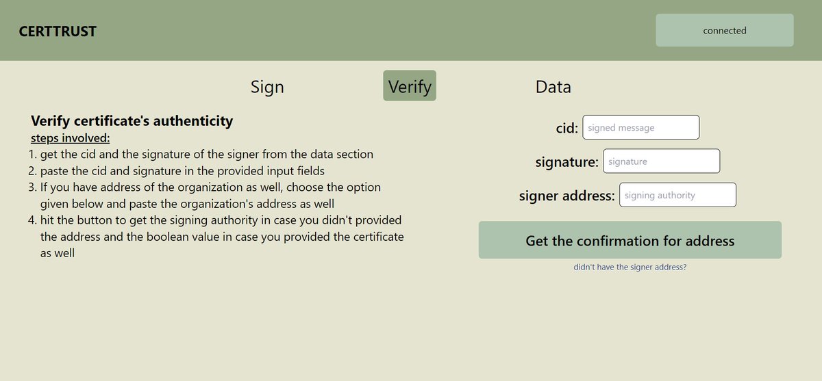 krishnaAgr2992's tweet photo. 🚀Excited to announce the launch of my latest application,"CertTrust", your one-stop solution for verifying the authenticity of certificates using cryptography and blockchain!

🔗Project source code: https://t.co/npQ8hZ48Bw
🔗Explore CertTrust: https://t.co/fs70xJhc5e https://t.co/rj5rbWCmaP