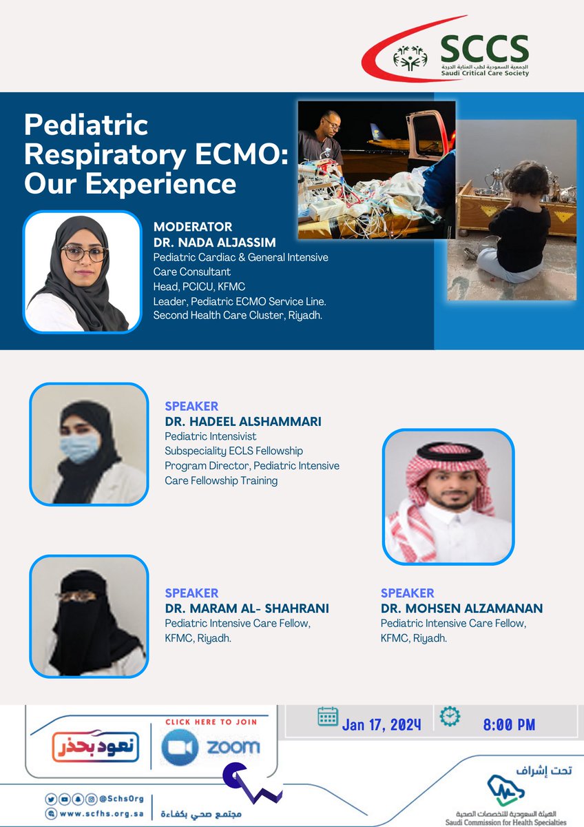 #tonight
#pediatrics
#ecmo
<a href="/followers/">はうはう</a>

Please don't forget this webinar presentation tonight at 8 PM via ZOOM.

Topic: Pediatric Respiratory ECMO
Time: Jan 17, 2024, 08:00 PM Riyadh

Join Zoom Meeting
us02web.zoom.us/j/81662965791?…

Meeting ID: 816 6296 5791
Passcode: 287612