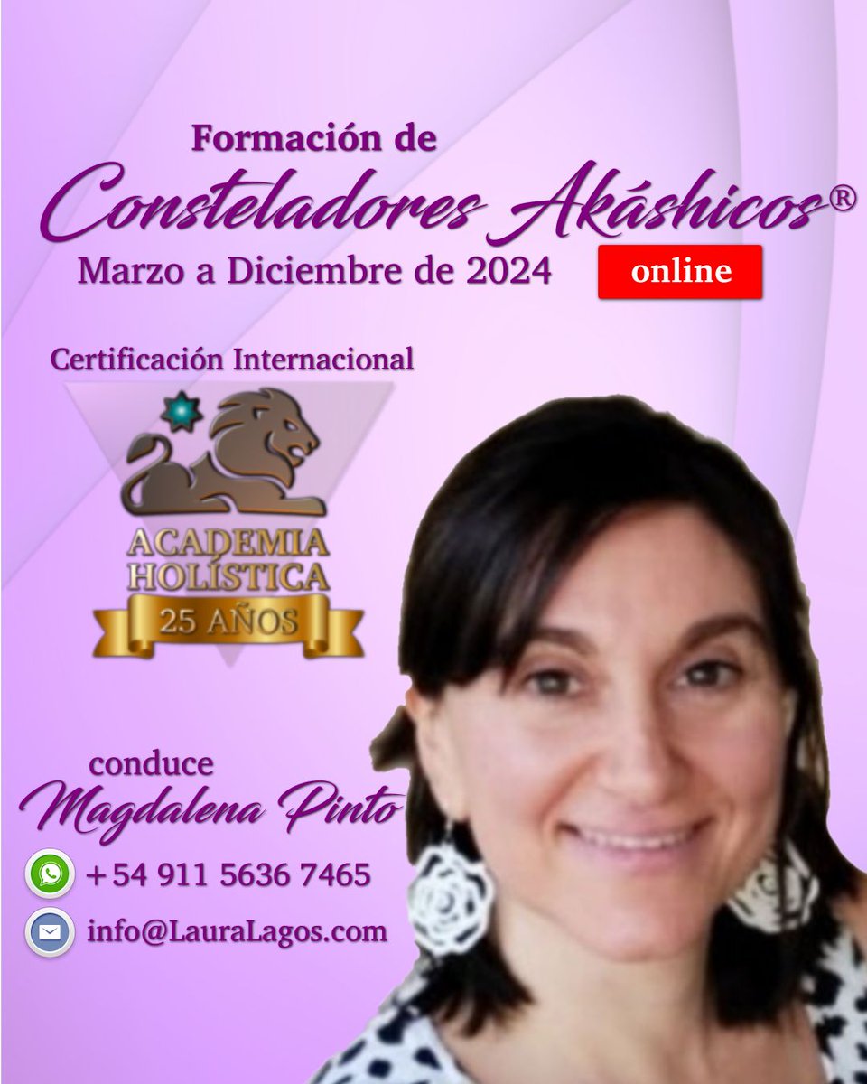 consteladores's tweet photo. Conduce: Magdalena Pinto
💬 WhatsApp:   +54 9 11 5636 7465
✉️ Email:   info@LauraLagos.com
👉 +Info:   https://t.co/odJbigRZnc

#ConstelacionesAkashicas #RegistrosAkashicos #AcademiaHolistica #MagdalenaPinto #ConstelacionesFamiliares #LauraLagos https://t.co/pG6QyvvJjg
