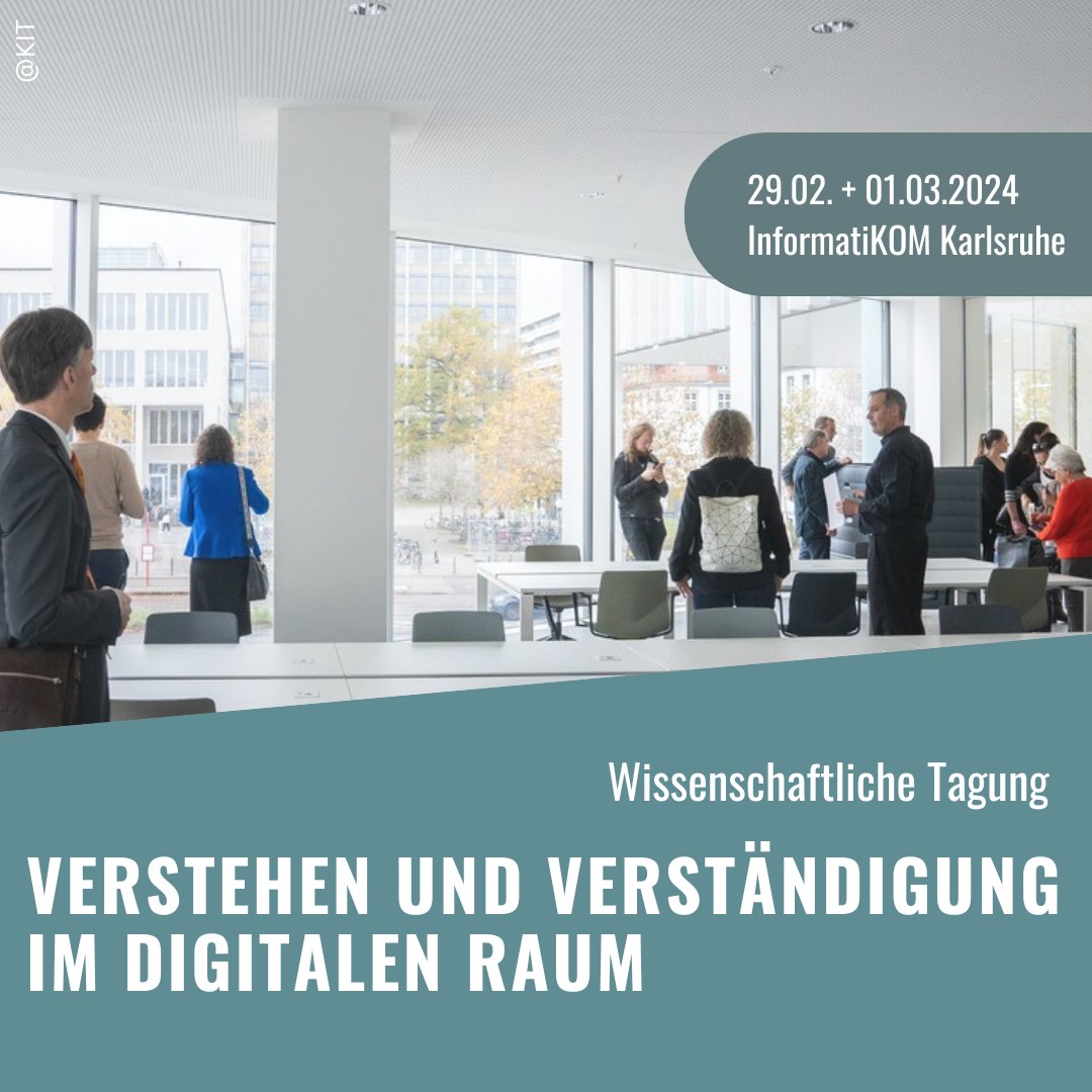 Ihr interessiert euch für Kommunikation im digitalen Raum und in sozialen Medien? Dann meldet euch gerne für unsere Tagung zum Thema „Verstehen und Verständigung im Digitalen Raum“ an (29.2.-1.3.2024 am <a href="/KITKarlsruhe/">Shmoopy</a>)! 👉wmk.itz.kit.edu/4395.php (Teilnahme kostenlos!) #wisskomm