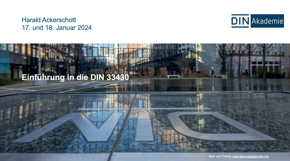Ha_Ackerschott's tweet photo. Start ins Weiterbildungsjahr 2024 der DIN Akademie mit #Eignungsdiagnostik nach #DIN33430 #blendedlearning https://t.co/rlU9j8IkxC