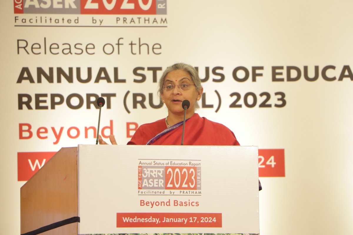 Listening to young people is important. Conversations and deliberations will emerge from it - Dr Rukmini Banerji, CEO of Pratham, wrapping up #Aser2023 Beyond Basics launch