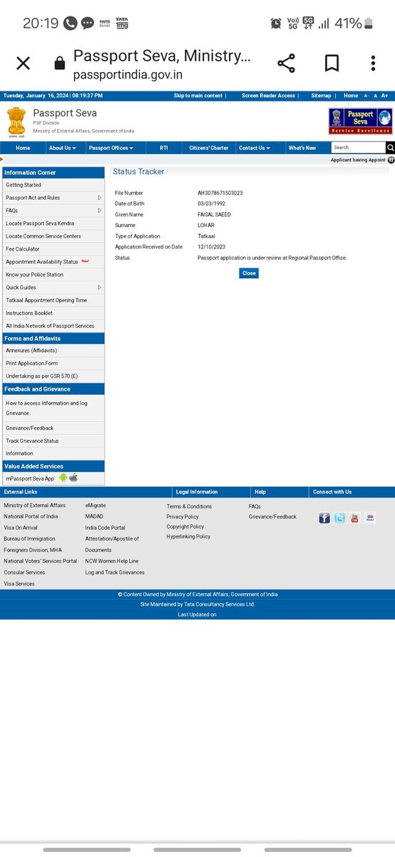 faisal_loh52530's tweet image. Myself mr. FAISAL SAEED LOHAR had applied for passport on 12th of october 2023 my Applicable number is AH3078671503023
Its has been 3 months and more 
No further step has been taken in it
,after visiting 4 time to @rpoahmedabad they just fooled me 
Please help me out 
That&apos;s urge