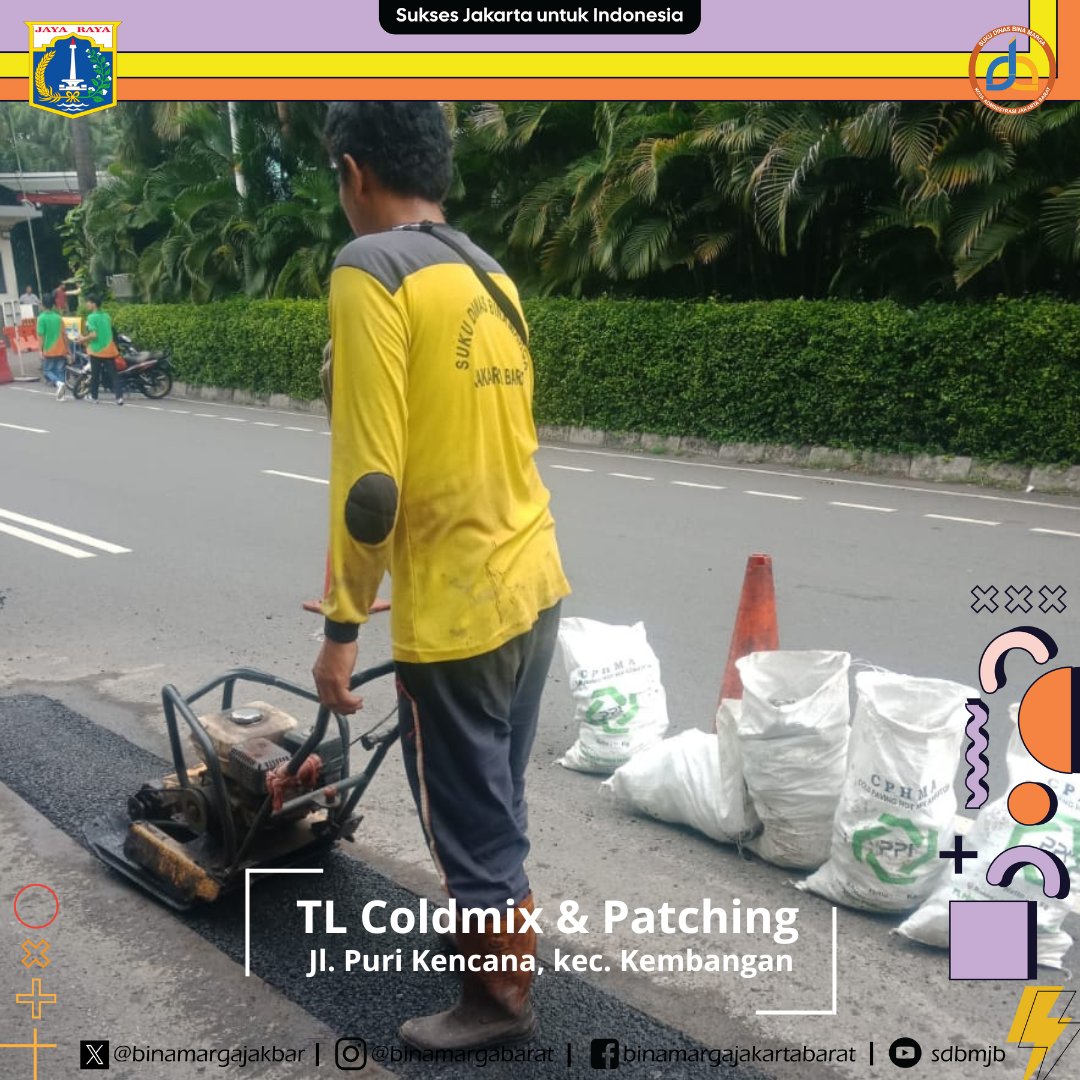 Halo #SobatSDBM Satgas Sudin Bina Marga Jakarta Barat, sedang melakukan kegiatan Coldmix & Patching di Jl. Puri Kencana, Kec. Kembangan, Rabu (17/1). #Jakartabarat #BinaMargaJakbar #BinaMargaDKI #Uuskuswanto #Herusuwondo