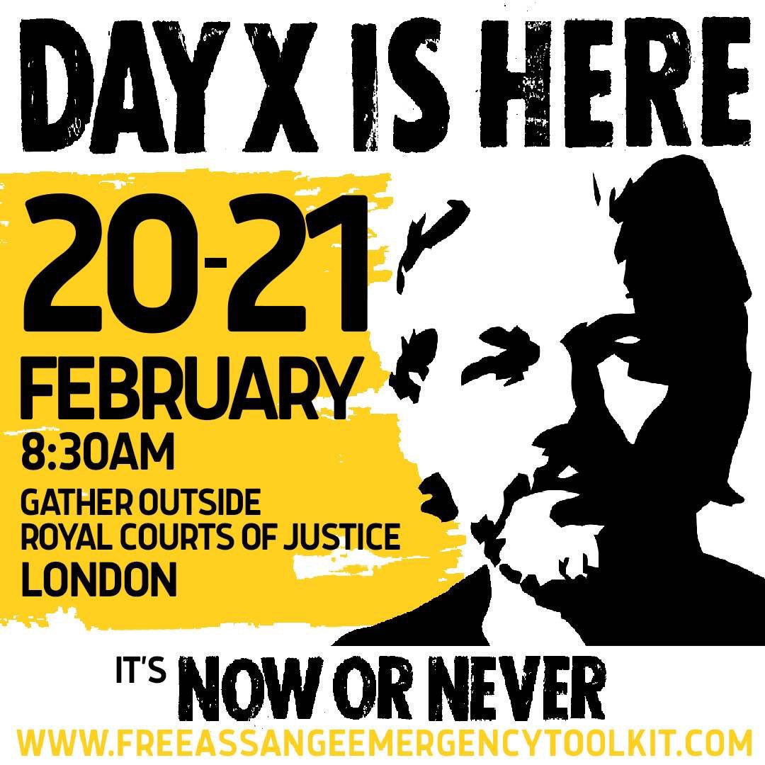 ehrlichetweets's tweet image. Since this thread is getting a lot of attention, I would like to hijack it for a really important topic:

#FreeAssange #FreeAssangeNOW

Stand with Julian
20th and 21st feburary, all eyes to London. Come, if you can! Gathering outside Royal courts of Justice at 08 : 30 AM.

Source…