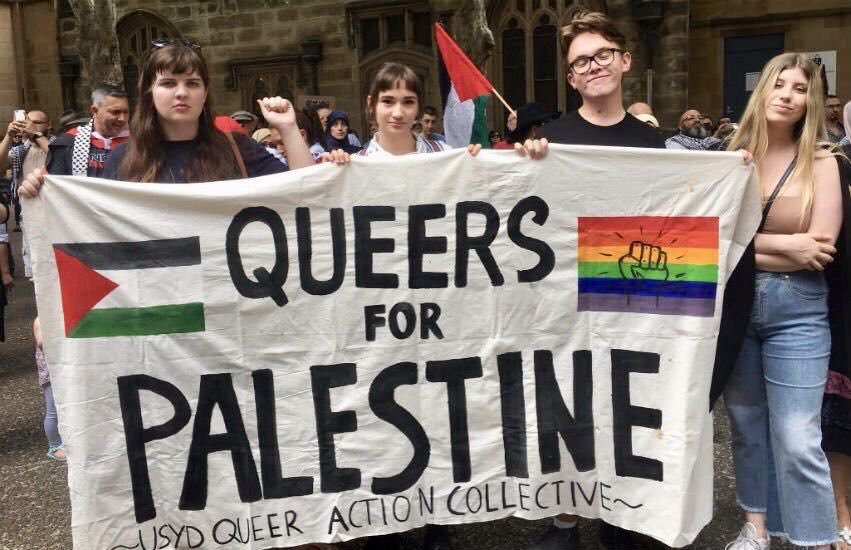 These morons are oblivious to the fact that, under Shia, religious law in Palestine, Queers will be put to death.