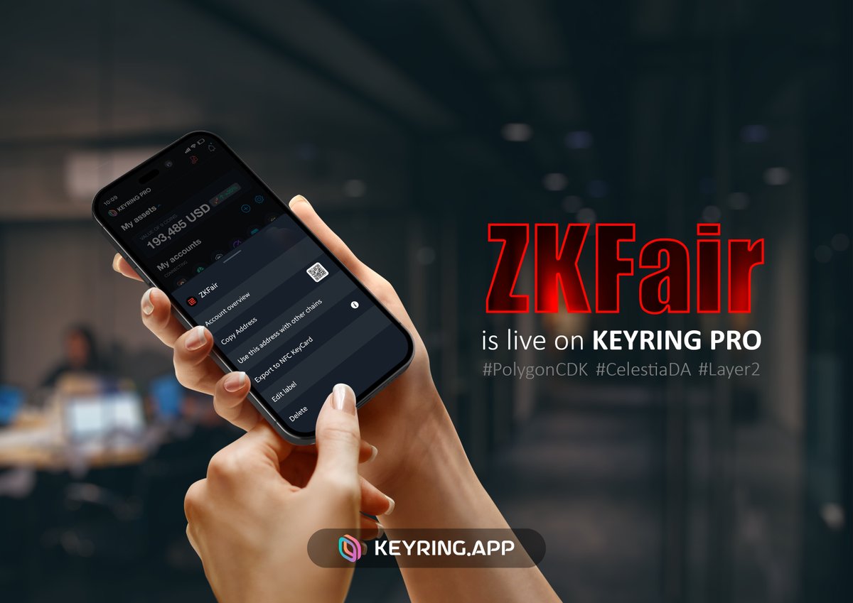🚨Attention! @ZKFCommunity is now live on KEYRING PRO! You can easily find 🔍#ZKFair network in the 'Manage Chain' section. #Layer2 #PolygonCDK #CelestiaDA #zkEVM