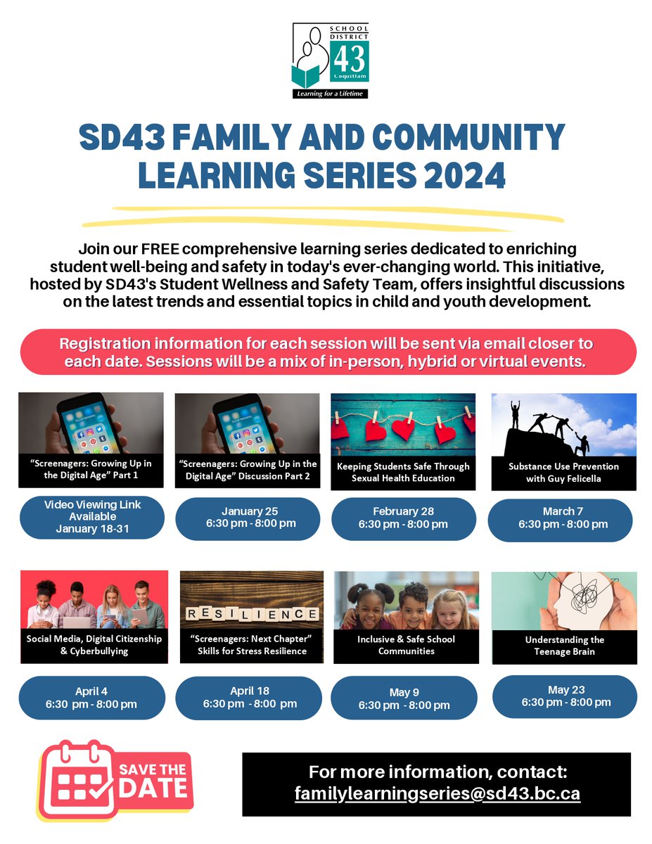 Save the Date! Check out the Family and Community Learning Series for 2024!