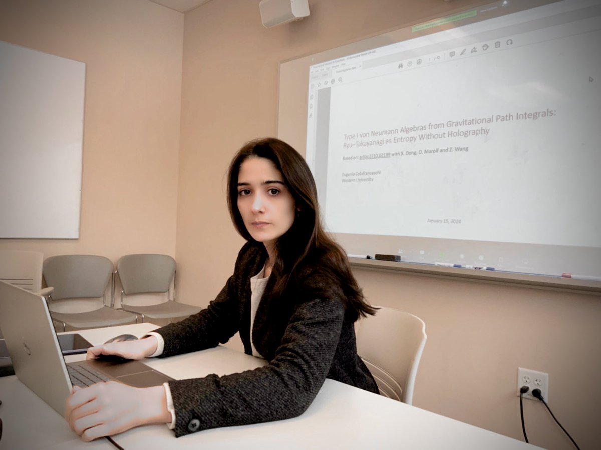 FrancesVidotto's tweet photo. This #LoopyTuesday we had the first research discussion of 2024 with Eugenia Colafranceschi. She has a joint #QISS postdoc in @KITP_UCSB and at @westernuPhysAst with us: today she started telling our group about her recent work on gravitational entropy! https://t.co/ZESEY9yqlL https://t.co/Ktwel3YucK
