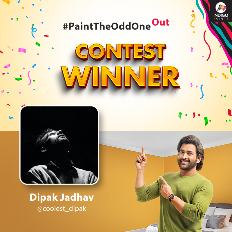 indigopaints's tweet photo. Congratulations Dipak Jadhav (@coolest_dipak) for winning the #TheCompletePaint contest.
Please DM us your postal address and contact details at the earliest.
#IndigoPaints #BeSurprised https://t.co/7WzMlP4CzL