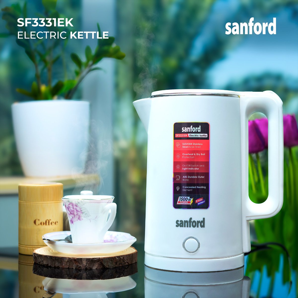 sanford_World's tweet photo. Presenting the SF3331EK Electric #Kettle to take care of your hot and cold needs:

# 1.5 Ltr Capacity
# 360 degree Rotation Design. 
# Double Layer Structure.
# Anti-Scalding Design for Scald Insulation Protection. # Steam Shut-Off
# Overheat Protection.

#Sanford #coffee #tea https://t.co/EWObd0y7bV
