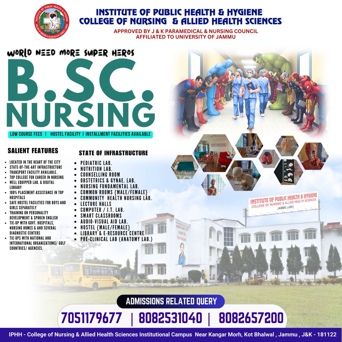 🌟  Unleash Your Inner Hero! 🦸‍♀️🦸‍♂️ Join the B. Sc. Nursing Program at  IPHH Jammu, your gateway to becoming a healthcare superhero! 💪
📲 7051179677
📲 8082531040
📲 8082657200

🩺 Be the hero the world needs!
#NursingProgram #SuperheroInTraining #IPHHJammu #AdmissionsOpen 🦹‍♀️