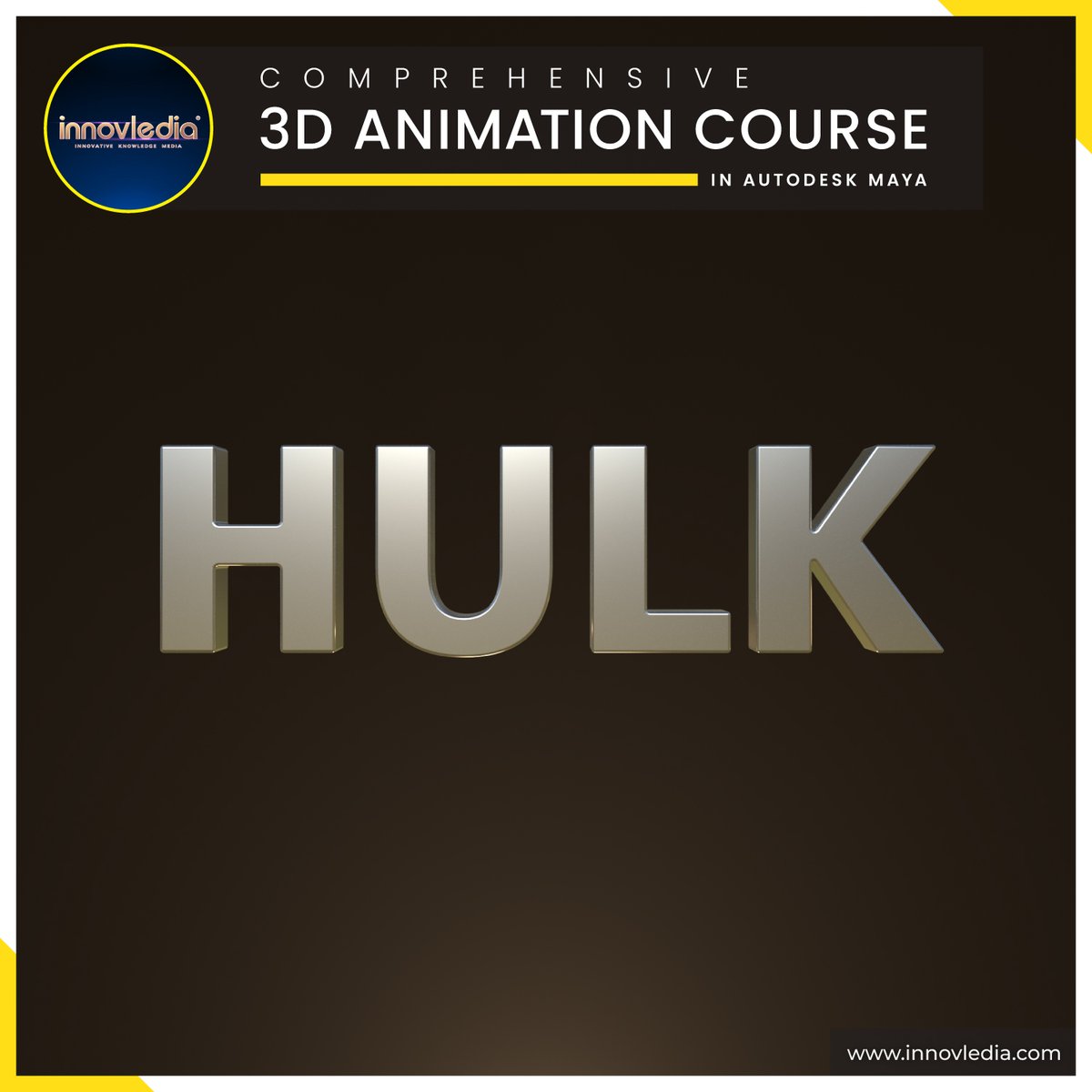 innovledia's tweet photo. "Hulk" 3D Title from the Comprehensive 3D Animation Course in Autodesk Maya. Available on multiple E-learning platforms. Visit our official website for more details. #3D #Animation #Course #Autodesk #Maya #3DAnimation #MakingOf #BehindTheScene #Occlusion #3DTitle #Innovledia https://t.co/XyxGB1eMBy