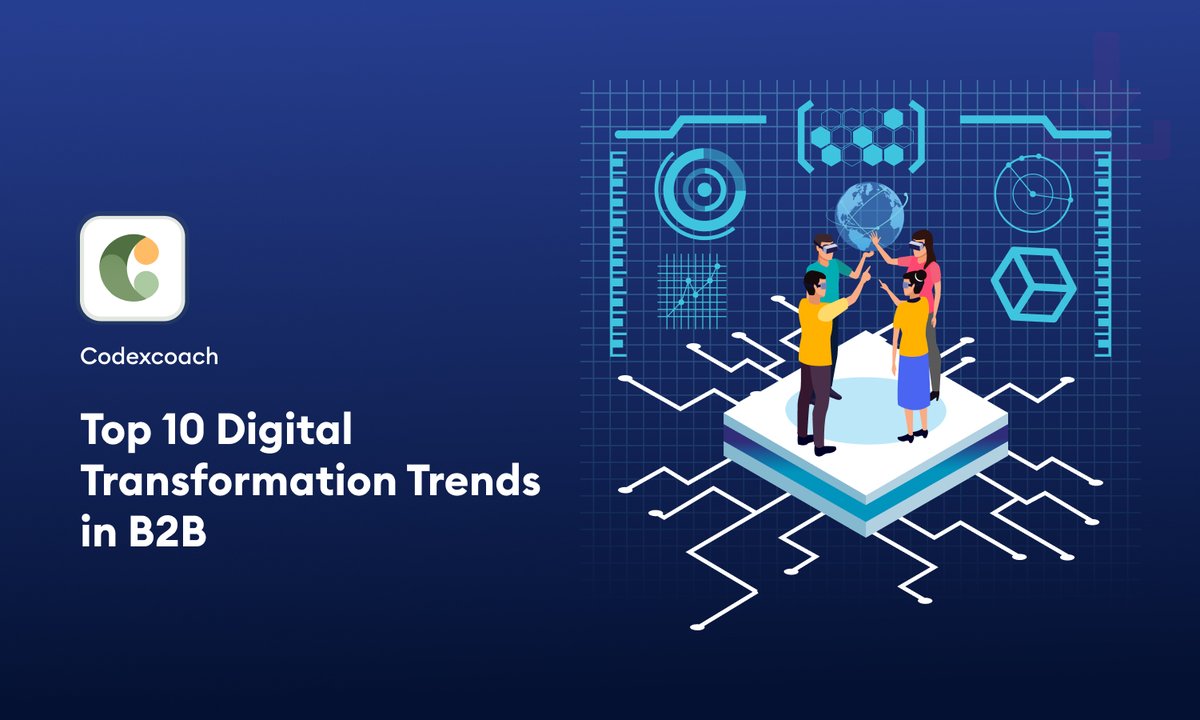 Codextechhelp's tweet image. 🚀 Exploring the future of B2B! Discover the 'Top 10 Digital Transformation Trends' shaping our business world. Stay ahead with AI, IoT, and more! #codexcoach #DigitalTransformation #B2BTrends #FutureTech #InnovationInBusiness #AI #IoT #TechTalk
