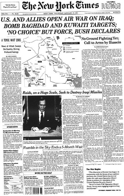 #OTD 1991: The #PersianGulfWar began when President George H. W. Bush ordered a US-led air offensive against Iraq after #SaddamHussein invaded and occupied Kuwait in August 1990. c-span.org/video/?15723-1……#OperationDesertStorm #MiddleEastHistory