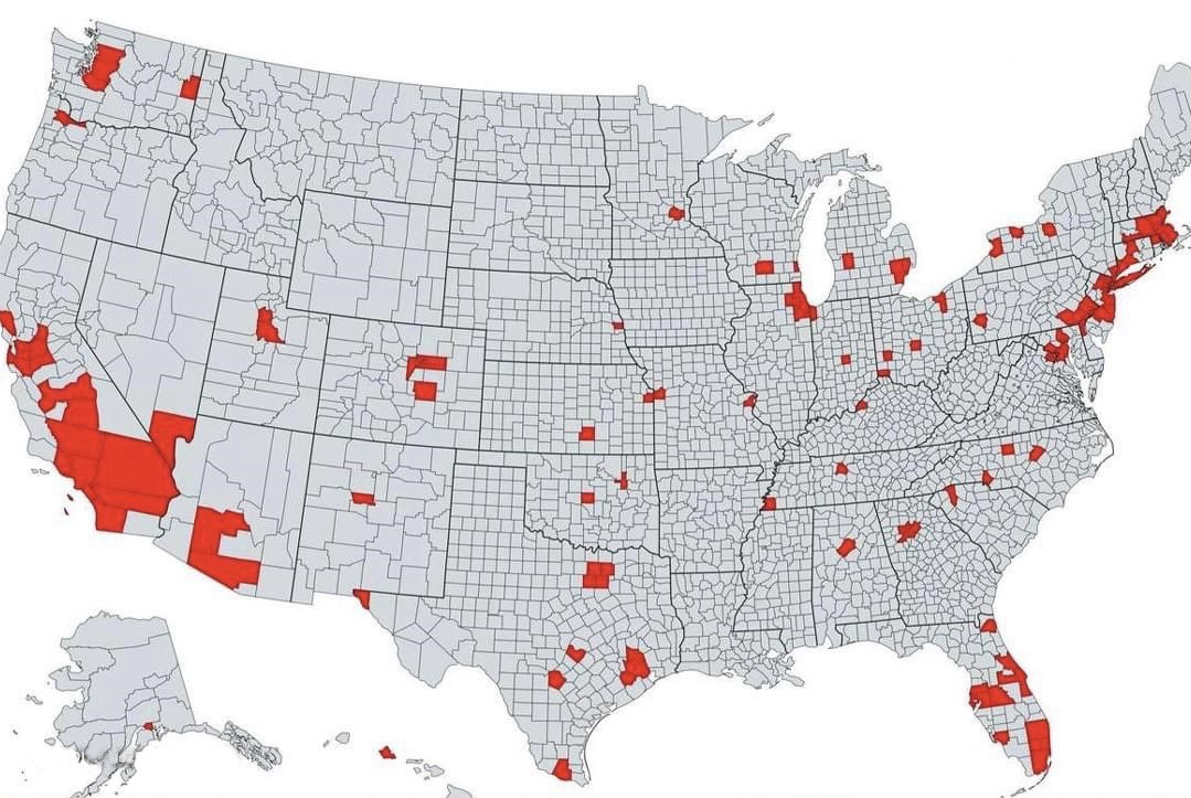 More people live in the red areas than in the gray areas. Land doesn’t vote. Abolish the electoral college.