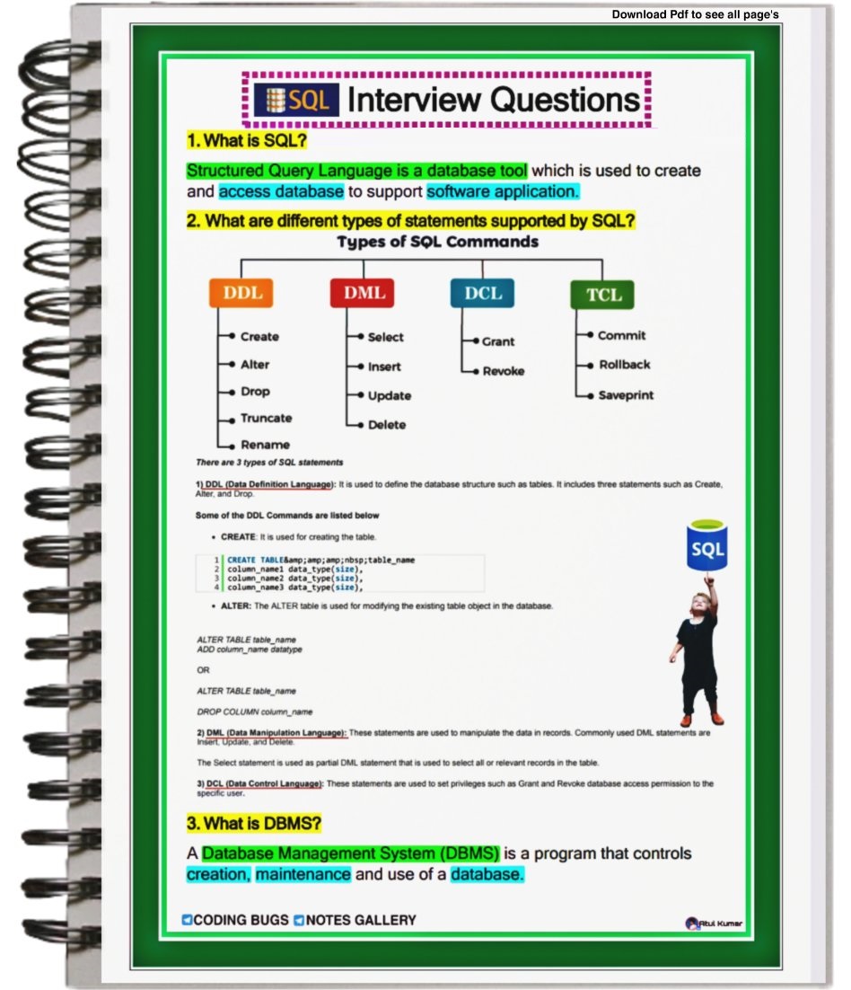 Are you struggling to Crack Interviews? 🤔😱 Don’t Worry, I am giving you FREE ACCESS to SQL Interview Questions for First 500 People 💚 🎯No Need to Invest Money on Paid Courses 🎯 To receive access, just: 👉 Like & Retweet 👉 Comment 'Free Access' 👉 MUST…