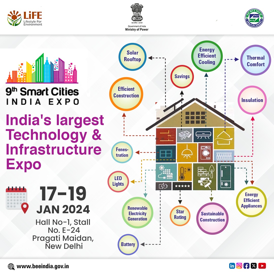 beeindiadigital's tweet photo. Join us at the 9th #SmartCities India 2024 Expo, India's largest Technology & Infrastructure #Expo.
Visit our Stall No. E-24, Hall No-1 & explore knowledge about flagship programmes of #BEE including #EVYatra App, #PAT, #StarLabel App, #LiFE and much more on #EnergyTransition. https://t.co/i8H33AGF9o