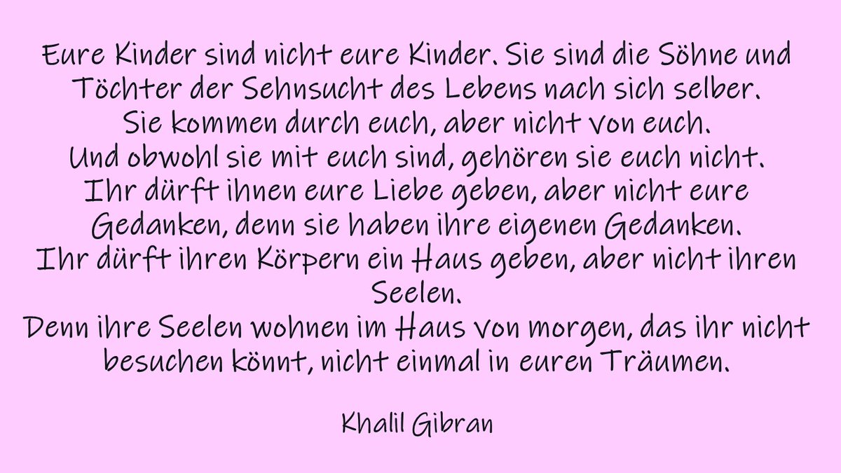 Khalil Gibrans Werk 'Der Prophet' ist ein Weltbestseller, der vor hundert Jahren zum ersten Mal erschienen ist. Daraus ist seine Rede 'Eure Kinder sind nicht eure Kinder' sein bekanntester und schönster Text: ein Lied auf das Leben.