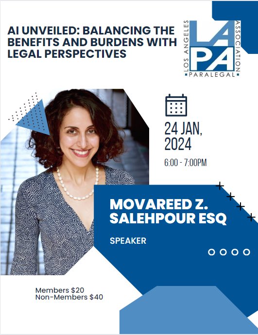 Join us next Wednesday, January 24, 2024, at 6:00 pm for an MCLE on artificial intelligence. 🤖⚖️ 

You can register for this event at: lapa.org/event-5569009/…