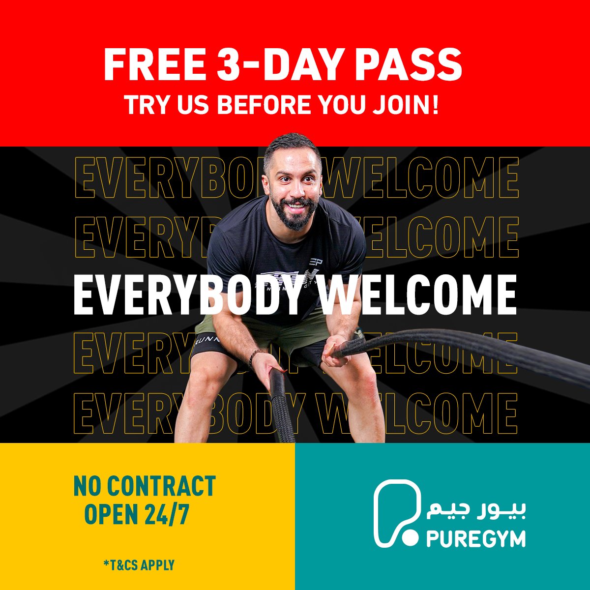 Come & try #PUREGYMUAE FREE for 3 days!🤩 Use code: 'FREE3' #EverybodyWelcome