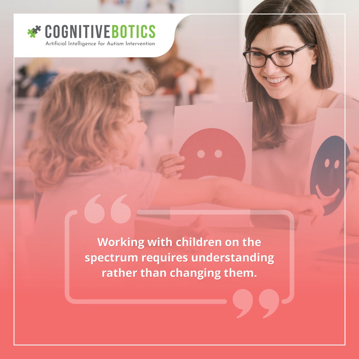 CognitiveBotics's tweet image. Every child deserves to be understood &amp;amp; embraced for who they are, particularly those on the spectrum. At CognitiveBotics, we enable children with autism to lead their independent lives.​
Explore more about CognitiveBotics: lnkd.in/gEFTkbQm
#AutismSupport #InclusionMatters