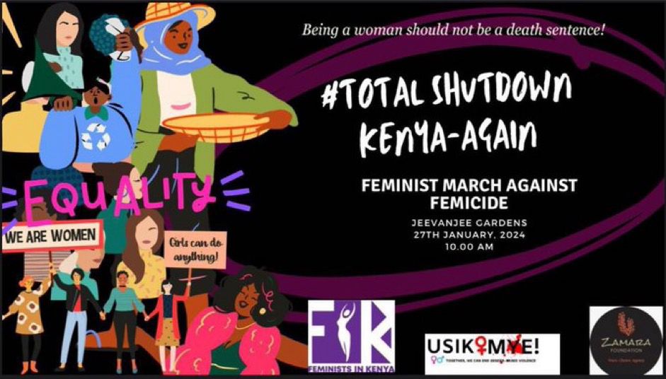 FEMNET (@femnetprog) on Twitter photo 📢 On 27th January 2024, FEMNET will join <a href="/Zamara_fdn/">Zamara Foundation</a> , <a href="/FeministsKE/">FEMINISTS IN KENYA /#TotalShutDownKE</a> and <a href="/usikimye/">Usikimye</a> on a #TotalShutdownKenya Feminist march against Femicide. We MUST #EndFemicideKe.
Being a woman should NOT be a death sentence!
✊🏾#LetsEndFemicide 📢 On 27th January 2024, FEMNET will join <a href="/Zamara_fdn/">Zamara Foundation</a> , <a href="/FeministsKE/">FEMINISTS IN KENYA /#TotalShutDownKE</a> and <a href="/usikimye/">Usikimye</a> on a #TotalShutdownKenya Feminist march against Femicide. We MUST #EndFemicideKe.
Being a woman should NOT be a death sentence!
✊🏾#LetsEndFemicide