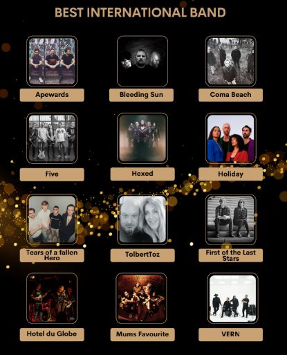 The #radiowigwamawards nominee shows continue Thursday 10pm with Best International Band with @SyntherapyShow ft @APEWARDS_Band @bleedingsunband @ComaBeach42 @hexedmetal @TolbertToz @MumsFavourite_ @vernband @JammaMusic radiowigwam.co.uk #radiowigwamawards