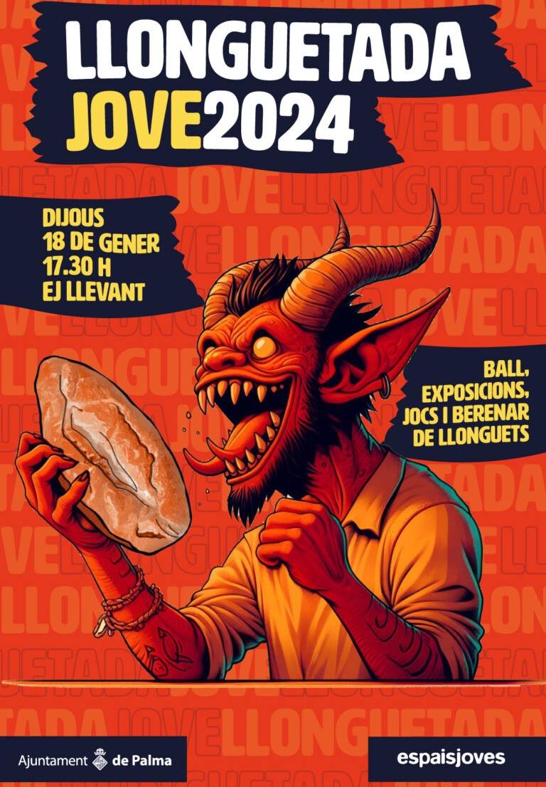 ajuntpalma's tweet photo. 🥖👹 Llonguetada Jove 2024

Un any més @espaisjoves ens convida a la Llonguetada Jove! Una jornada en la qual podreu trobar música en viu, jocs i molts llonguets 🎸🕹️😋

📅 18 de gener
⏰ 17.30 h
📍 Espai Jove Llevant

#EspaisJoves #AjuntamentDePalma #Llonguetada https://t.co/VpJeA3oCeS