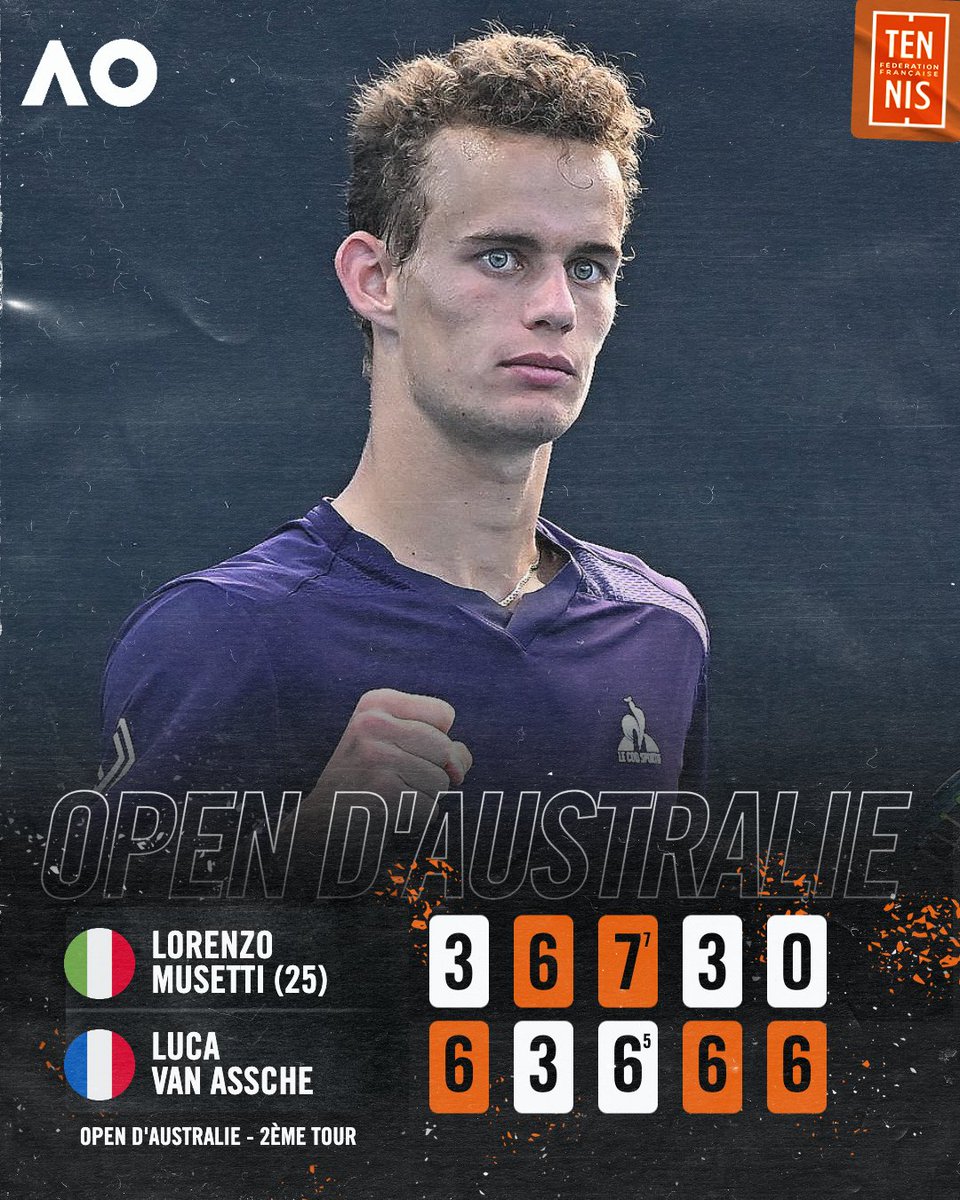𝙇𝙐𝘾𝘼 𝙍𝙀𝙈𝙀𝙏 𝘾̧𝘼 ! Du haut de ses 19 ans, le Français s'offre une victoire de prestige sur Lorenzo Musetti (25) en 5 sets 🔥 #AusOpen