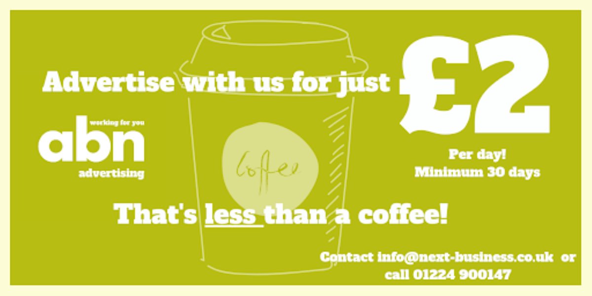 Aberdeen Business Network (ABN) (@abncommunity) on Twitter photo Get in touch today to find out how our new £2 a day* advertising slots on our website could work for your business or organisation - info@next-business.co.uk
abnworks.co.uk/services/adver…
*Minimum 30 days. Get in touch today to find out how our new £2 a day* advertising slots on our website could work for your business or organisation - info@next-business.co.uk
abnworks.co.uk/services/adver…
*Minimum 30 days.