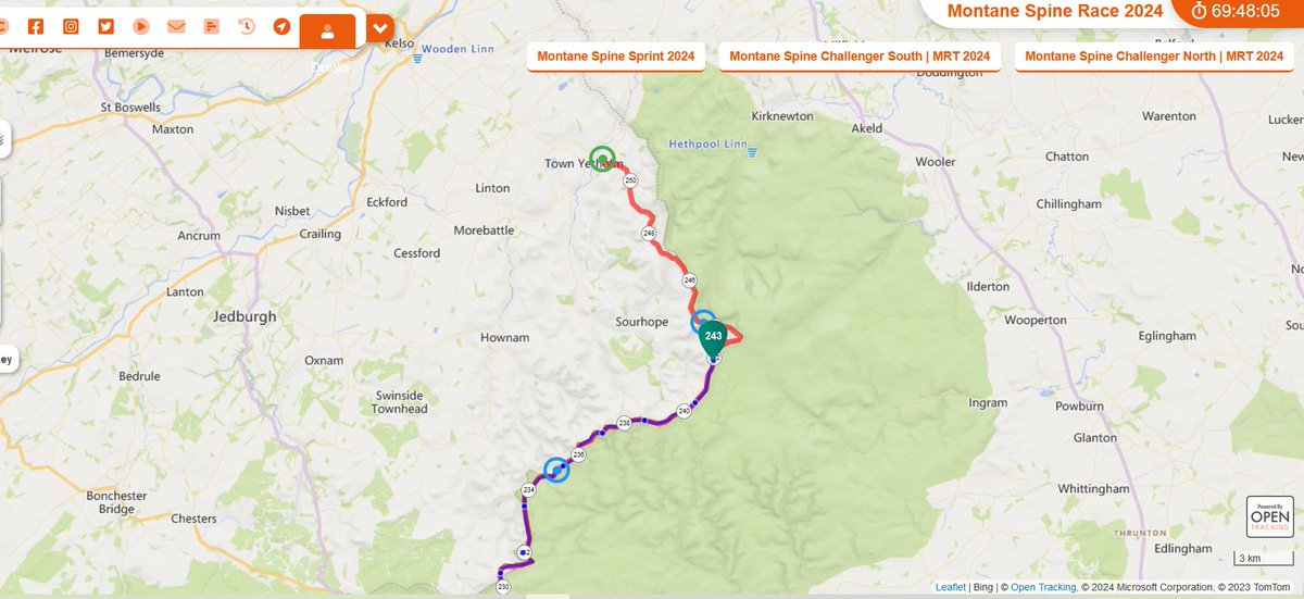 This won't make much sense unless you follow @spinerace but this kid is on his way to running the Pennine Way, in winter, against top class athletes 10 or 11 hours quicker than the record.