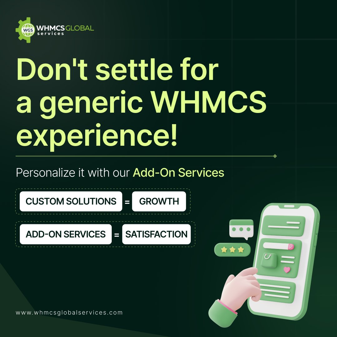 Infowgs's tweet image. Want your WHMCS to pack a punch? 💥

Step one: Dispose of the generic experience.

Step two: Add our personalized Add-On Services.

Ready for the magic?

Try out our top add-on services Now: bit.ly/3GHI482

#WHMCS #customdevelopmentservices #whmcsthemes #whmcsintegration