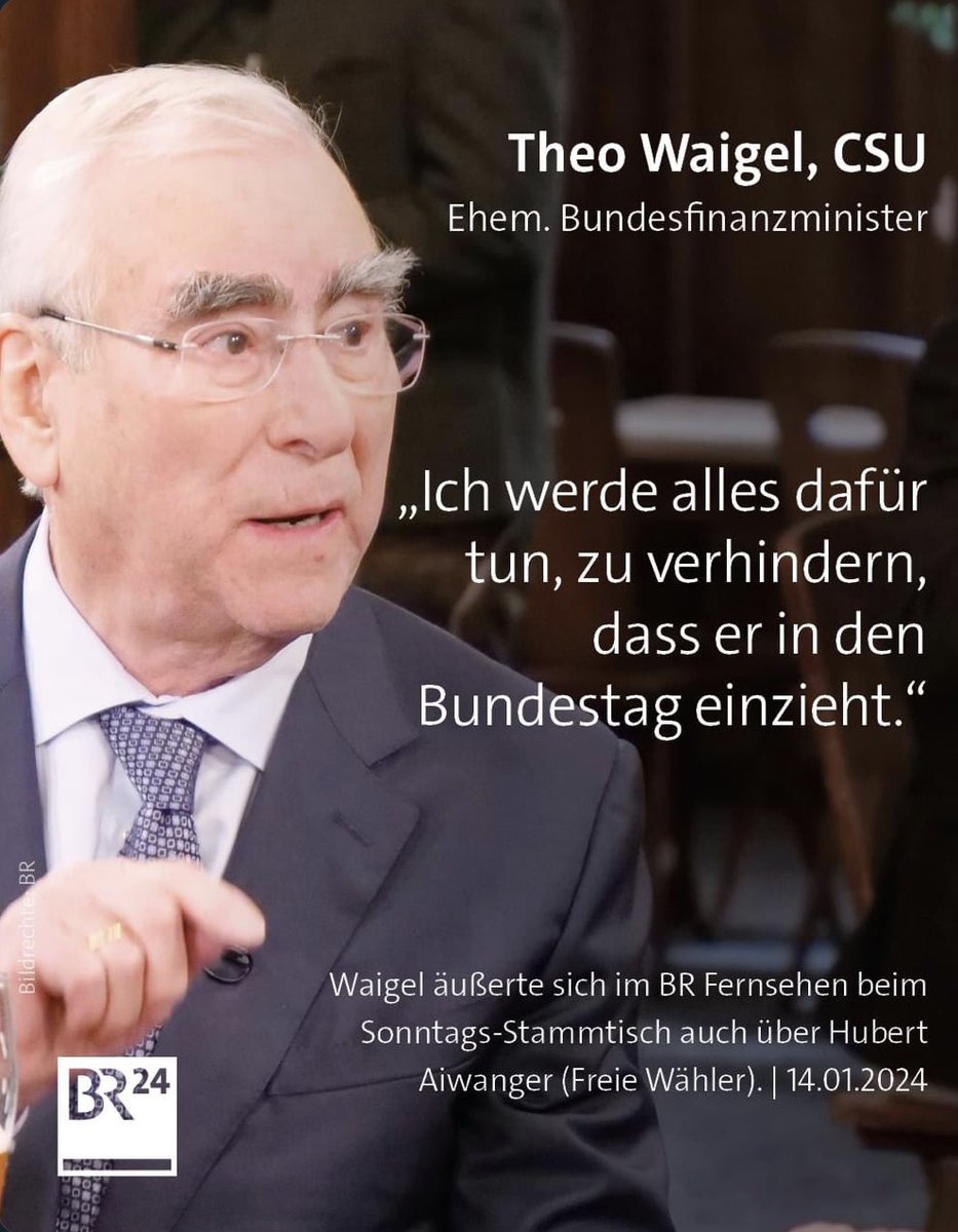 Stefan Holzheu (@holzheustefan) on Twitter photo <a href="/fw_bayern/">FREIE WÄHLER Bayern</a> <a href="/HubertAiwanger/">Hubert Aiwanger</a> Ich bleibe dabei:
#Aiwanger ist eine Schande für Bayern.
Er ist ein Hetzer, ein Spalter, ein Populist. Er hat keine Lösungen und keine fachliche Kompetenz.
Theo Waigel hat vollkommen recht... <a href="/fw_bayern/">FREIE WÄHLER Bayern</a> <a href="/HubertAiwanger/">Hubert Aiwanger</a> Ich bleibe dabei:
#Aiwanger ist eine Schande für Bayern.
Er ist ein Hetzer, ein Spalter, ein Populist. Er hat keine Lösungen und keine fachliche Kompetenz.
Theo Waigel hat vollkommen recht...
