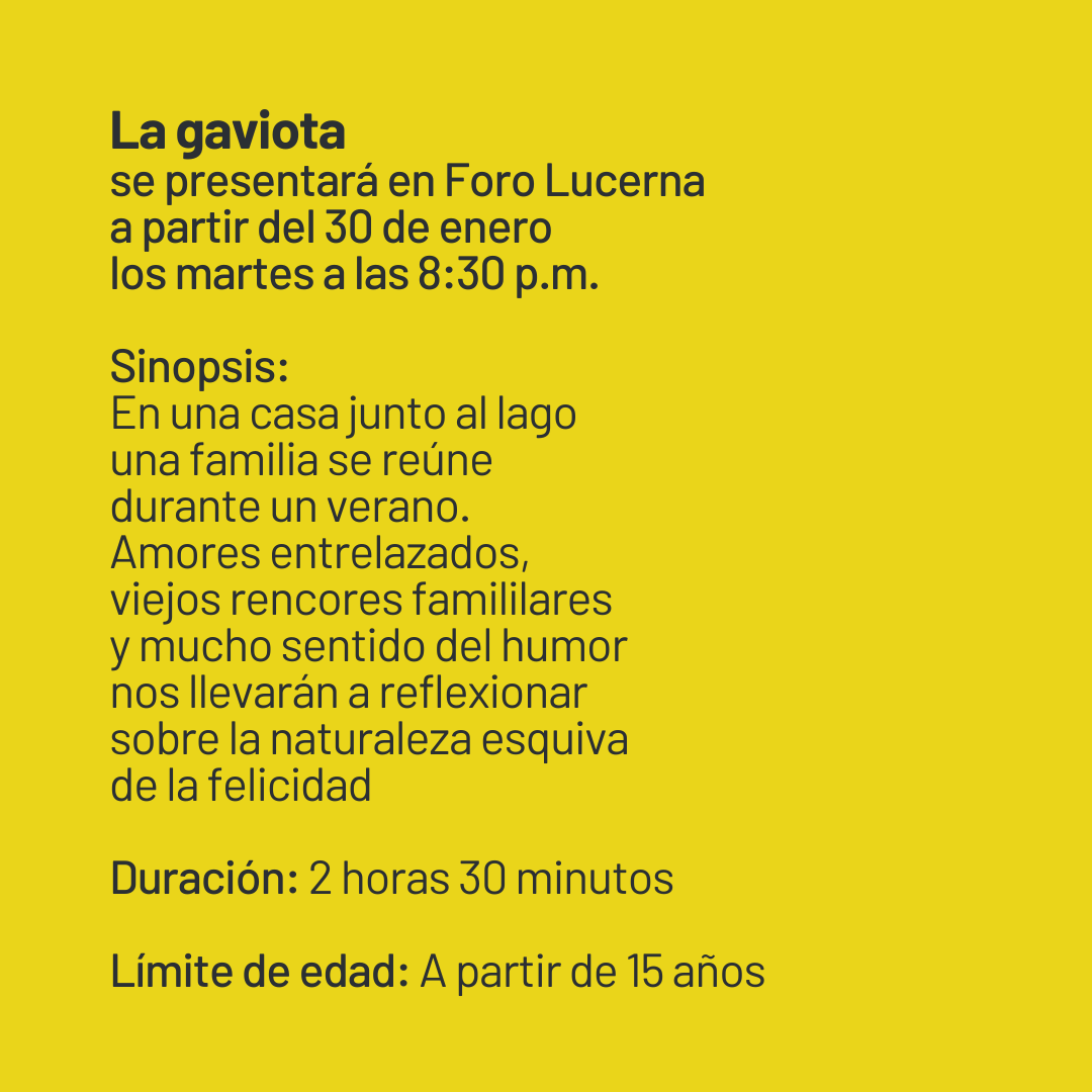 ForoLucerna's tweet photo. 🎟️ Adquiere tus boletos para #LaGaviota ingresando a este enlace https://t.co/0IFHYMtInZ o comprando directamente en nuestra taquilla, en un horario de 2 a 6 p.m. de lunes a domingo. https://t.co/DU8zpr8eF7