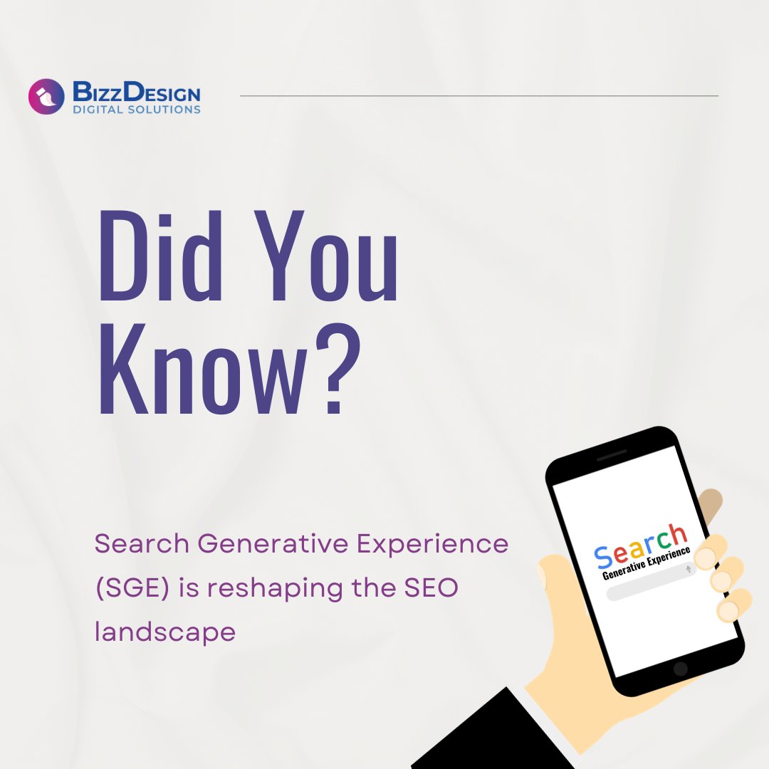 BizzDesignAu's tweet photo. ๐ DID YOU KNOW? ๐
Google's Search Generative Experience (SGE) is reshaping the SEO landscape!
๐ https://t.co/n8qL5fXrVB
#SEOTrends #DigitalMarketing #SearchEngineEvolution #SGEInsights #BizzDesign #BizzDesignAu https://t.co/ITTLqbQqZa