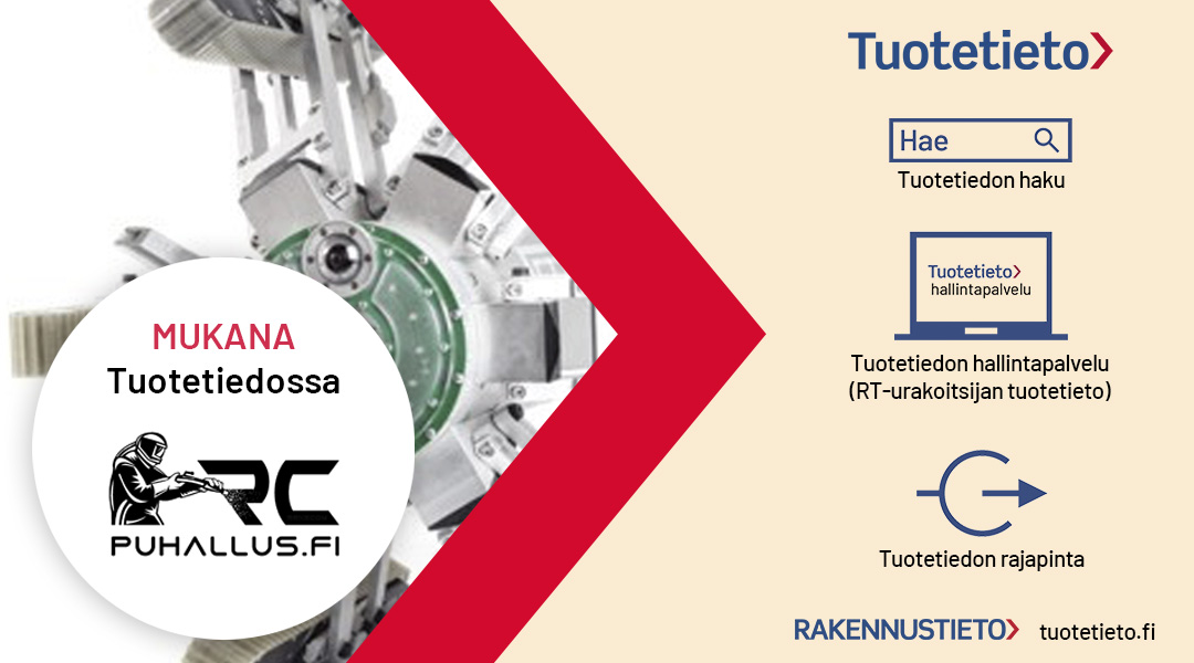 Nyt myös RC-puhallus/Renecom Oy:n tuotteet Tuotetiedon palvelukokonaisuudessa:⁠

✅ Tuotetiedon haulla haku.tuotetieto.fi 
✅ Tuotetiedon hallintapalvelussa (aiemmin RT-urakoitsijan tuotetieto)⁠
✅ Tuotetiedon rajapinnan kautta eri rakennusalan järjestelmissä⁠