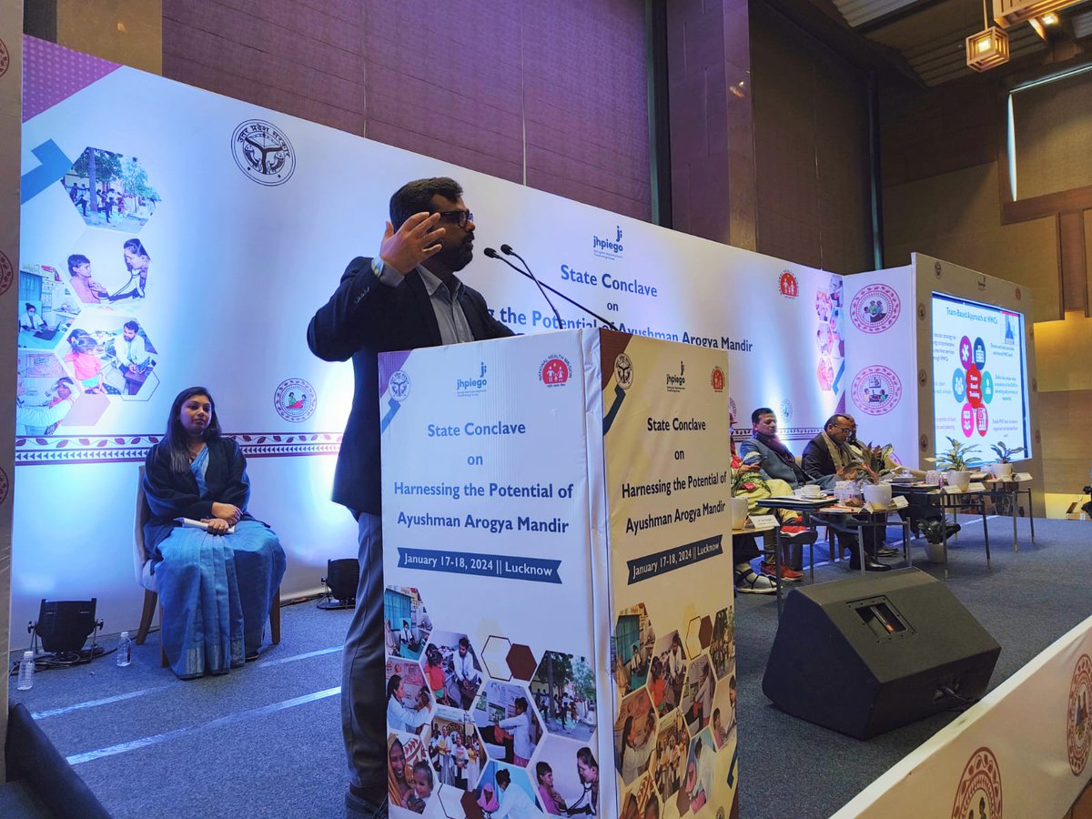 Dr. @Somesh_KumR, Country Director, @JhpiegoIndia, sheds light on the bigger picture of Comprehensive Primary Health Care (CPHC) in India at the state conclave, Lucknow. Paving the way for transformative healthcare. @nhm_up @MoHFW_INDIA @DevenKhandait @Sen2Partha @Sat_21298